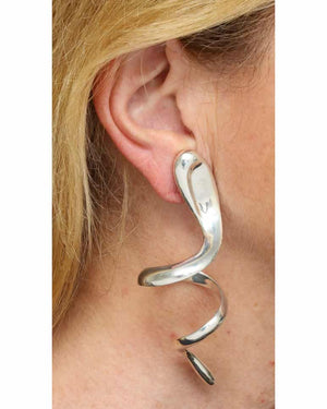 Sterling Silver Medium Snake Earrings