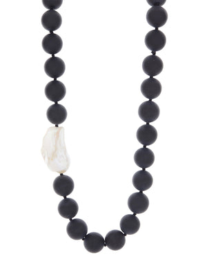 Night Bird Onyx and Pearl Necklace