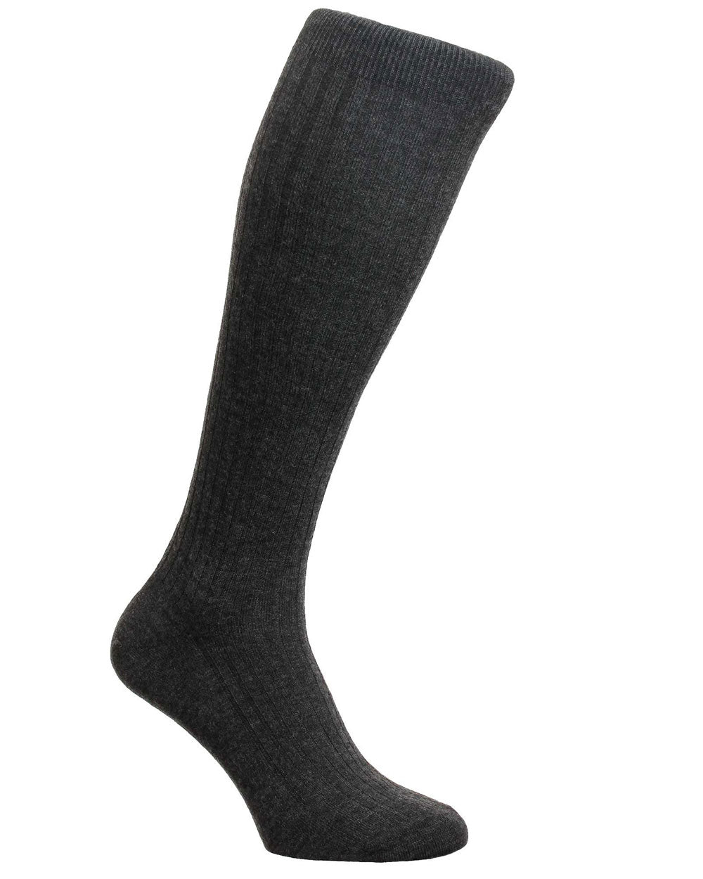 Fine Cashmere Over the Calf Socks in Dark Grey