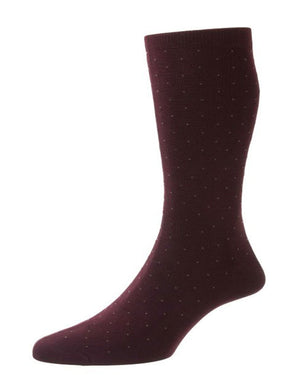 Gadsbury Burgundy Pindot Over The Calf Socks