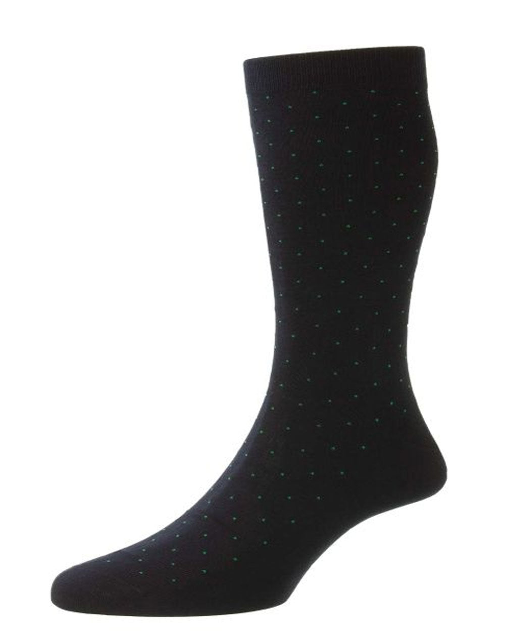 Navy Gadsbury Pindot Over The Calf Socks