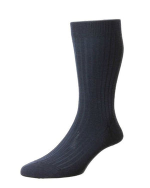 Navy Laburnum Wool Over The Calf Sock