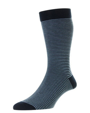 Navy Striped Holst Midcalf Sock