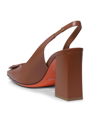 Peaches Leather Slingback Mule in Light Brown