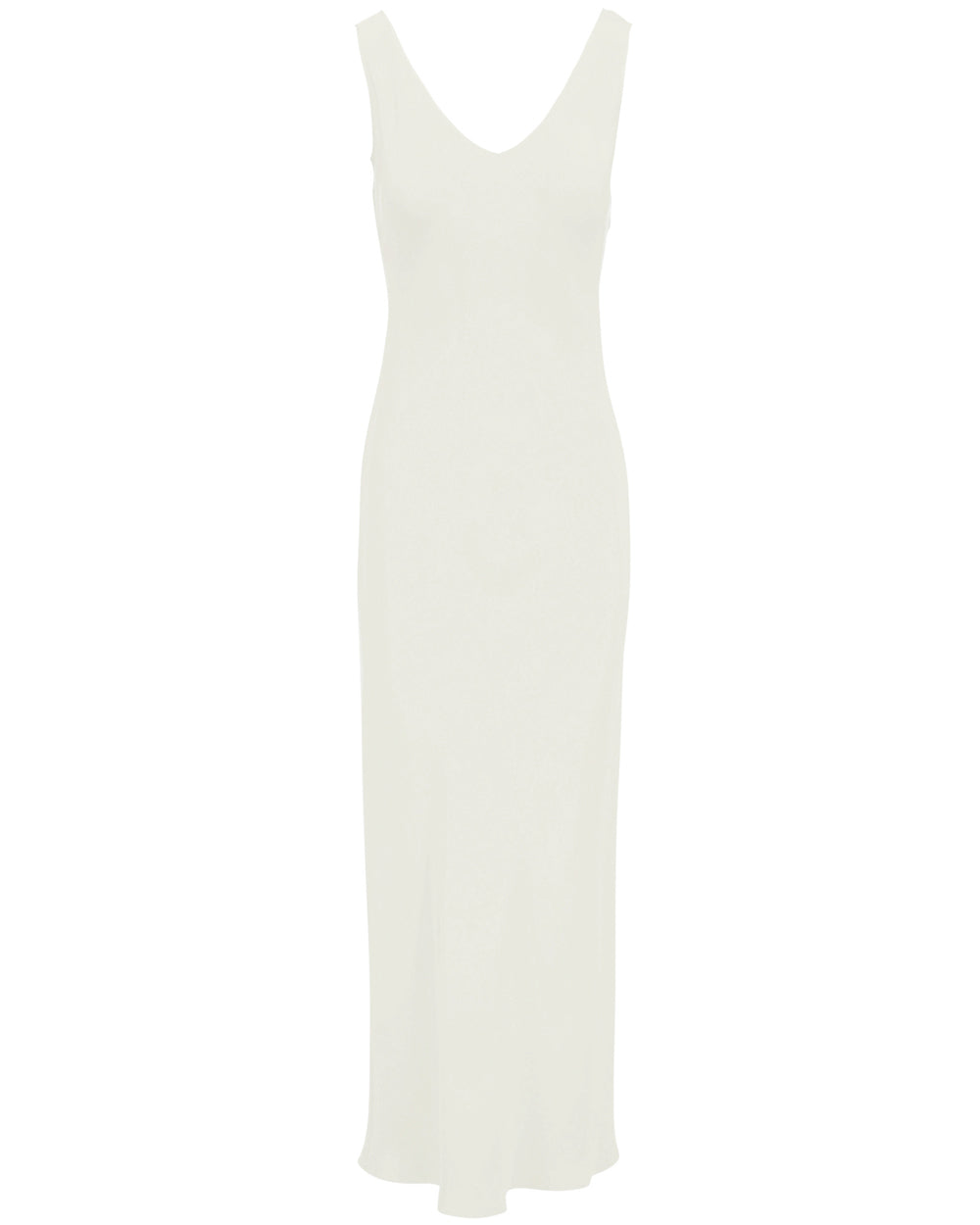 Bright White V Neck Long Bias Dress