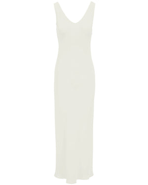 Bright White V Neck Long Bias Dress