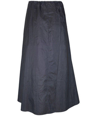 Dark Denim Taffeta Midi Skirt