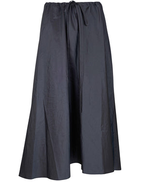 Dark Denim Taffeta Midi Skirt