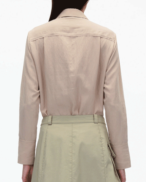 Taupe Crossover Draped Shirt