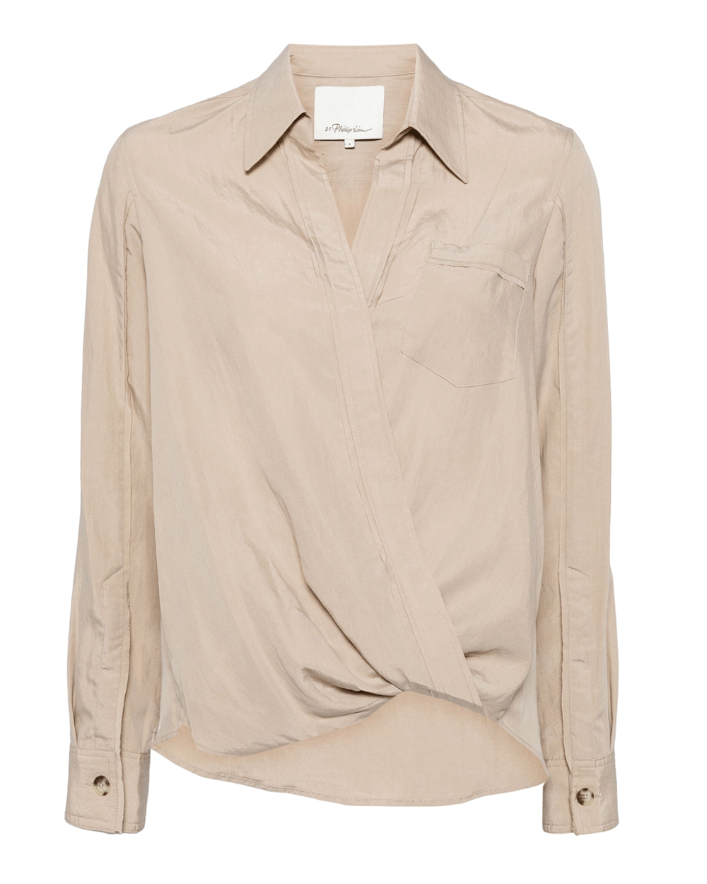 Taupe Crossover Draped Shirt