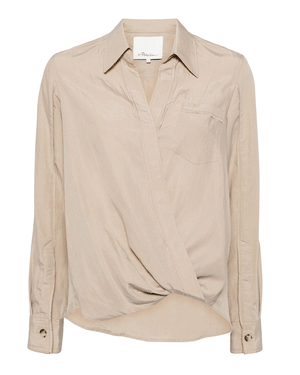 Taupe Crossover Draped Shirt