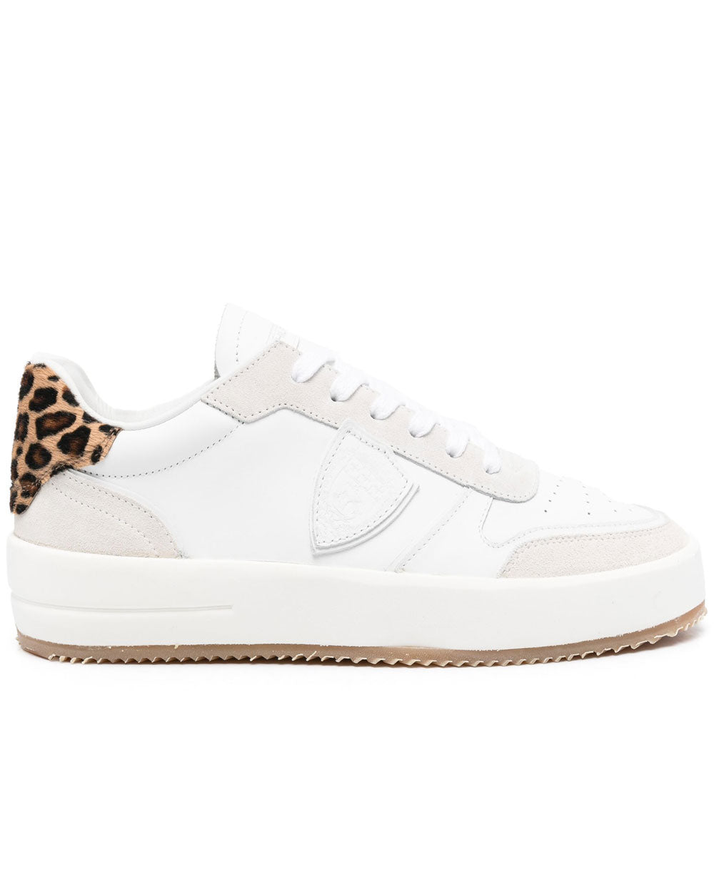 Nice Low Top Sneaker in White Leopard