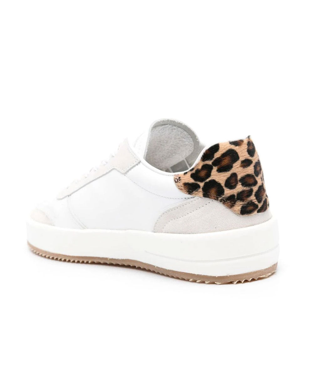 Nice Low Top Sneaker in White Leopard