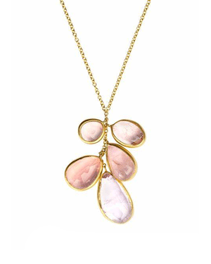 Pink Peony Cluster Necklace