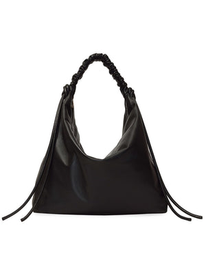 Large Drawstring Shoulder Bag in Black