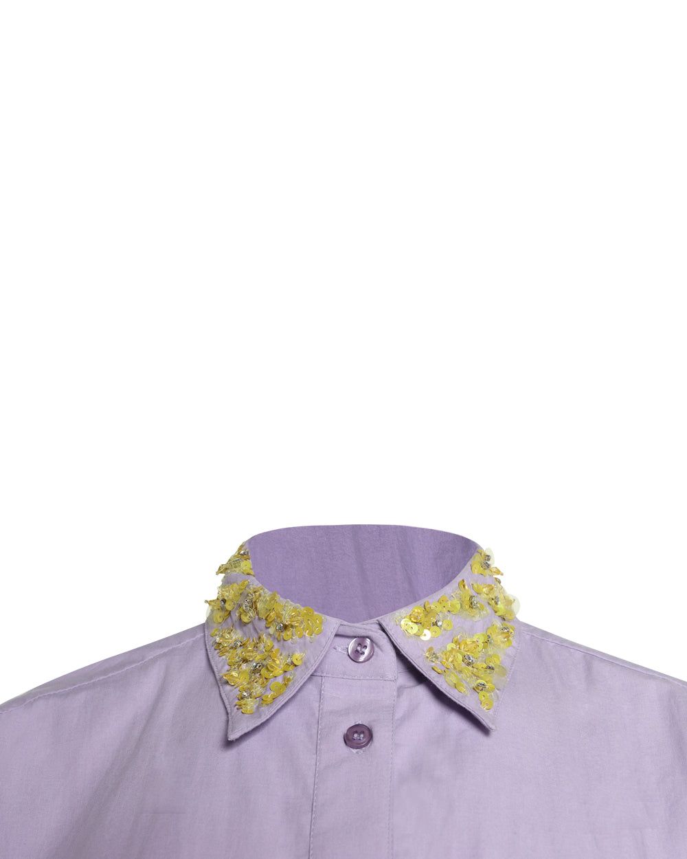 Cotton Popeline Shirt With Neck Embroidered