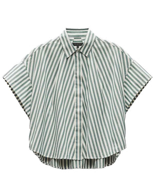 Green Stripe Martha Short Sleeve Poplin Shirt