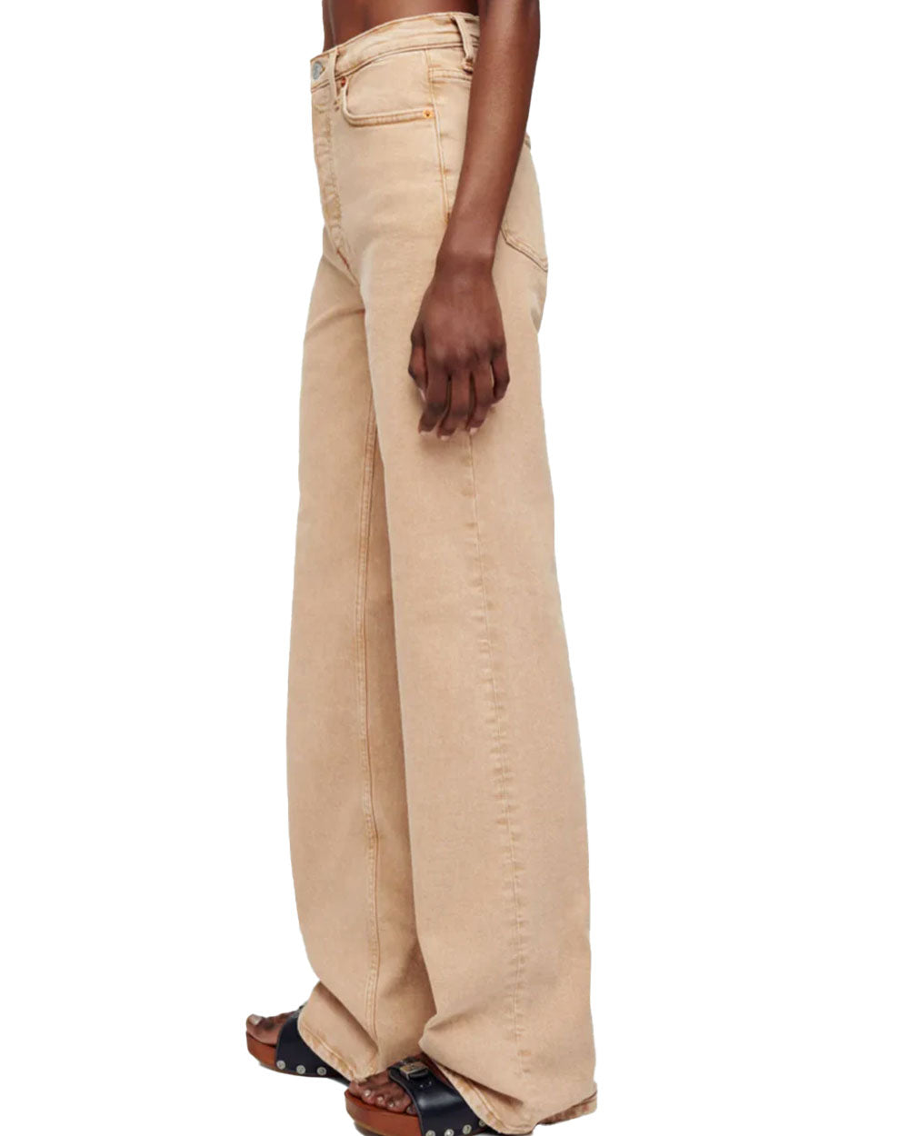 70s Ultra High Rise Wide Leg in Washed Khaki