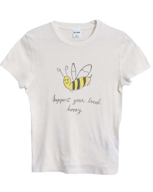 90s Baby Tee Local Honey in Vintage White