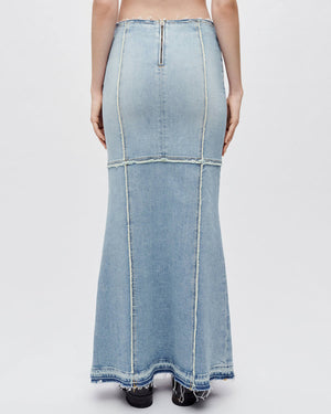 Column Denim Maxi Skirt in Mojave