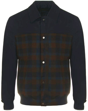 Brown and Navy Lightweight Nylon and Flannel Jacket