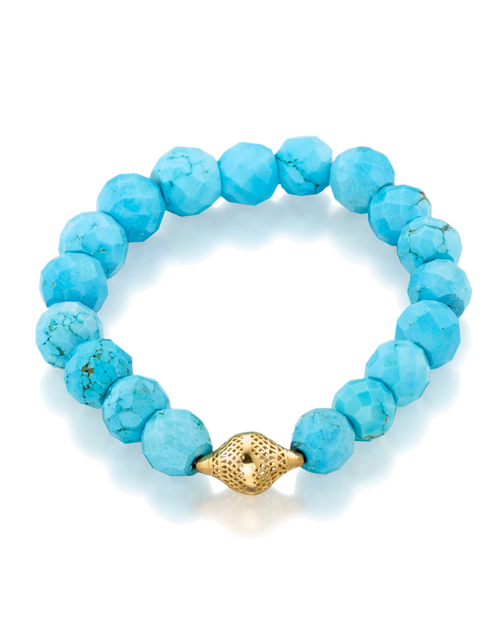 Faceted Turquoise Beaded Stretch Bracelet