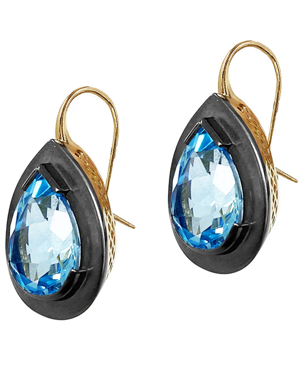 Oxidized Silver and Blue Topaz Earrings