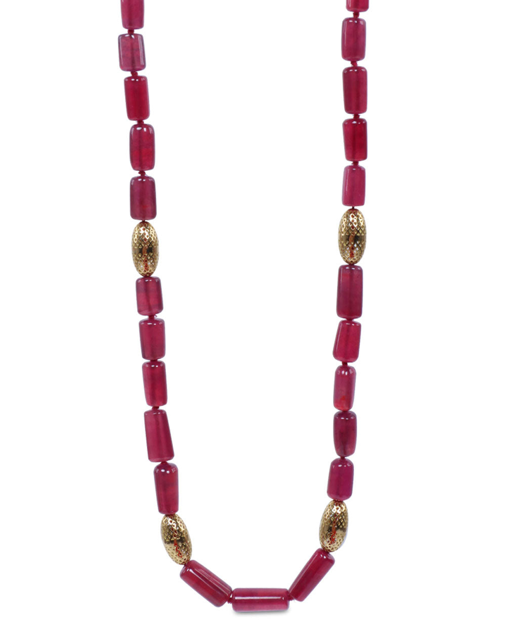 Ruby Tube and Olive Crownwork Beaded Necklace