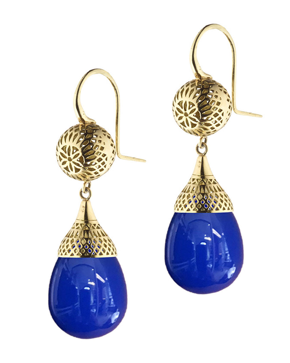 Blue Agate Crownwork Earrings