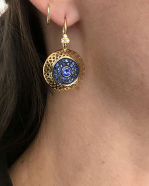Blue Sapphire Disc Earrings