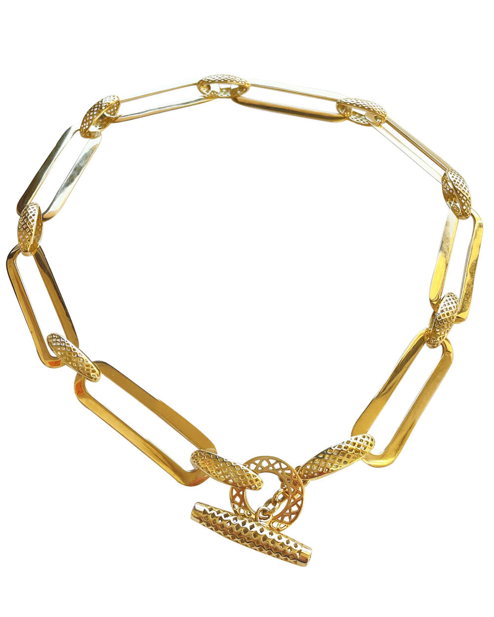 Oblong Link and Crownwork Necklace