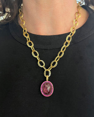 Pink Tourmaline and Sapphire Pendant