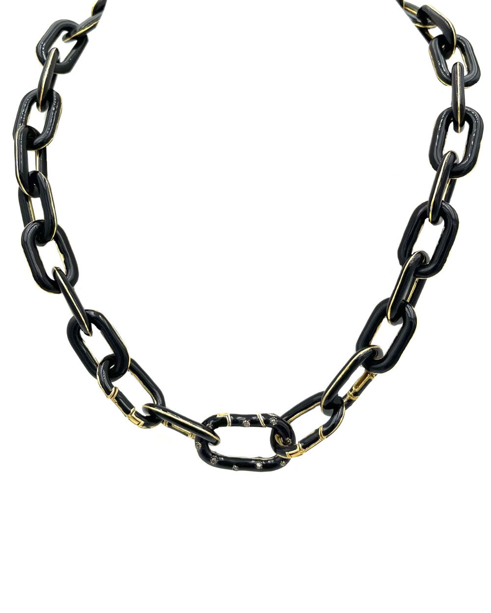 Black Enamel Link Necklace