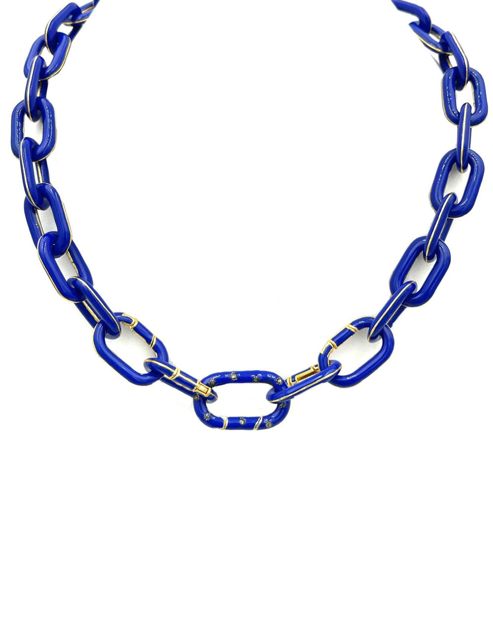 Cobalt Enamel Link Necklace
