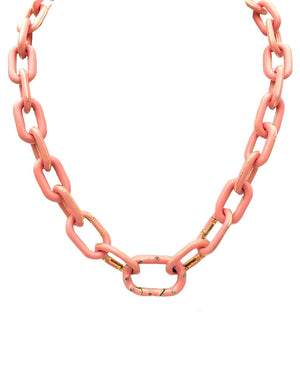 Metallic Salmon Enamel Link Necklace