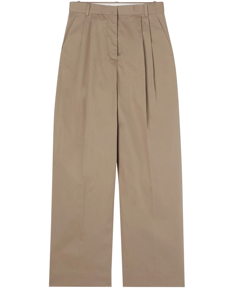 Toffee Wide Leg Pleated Chino