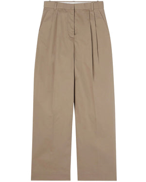 Toffee Wide Leg Pleated Chino