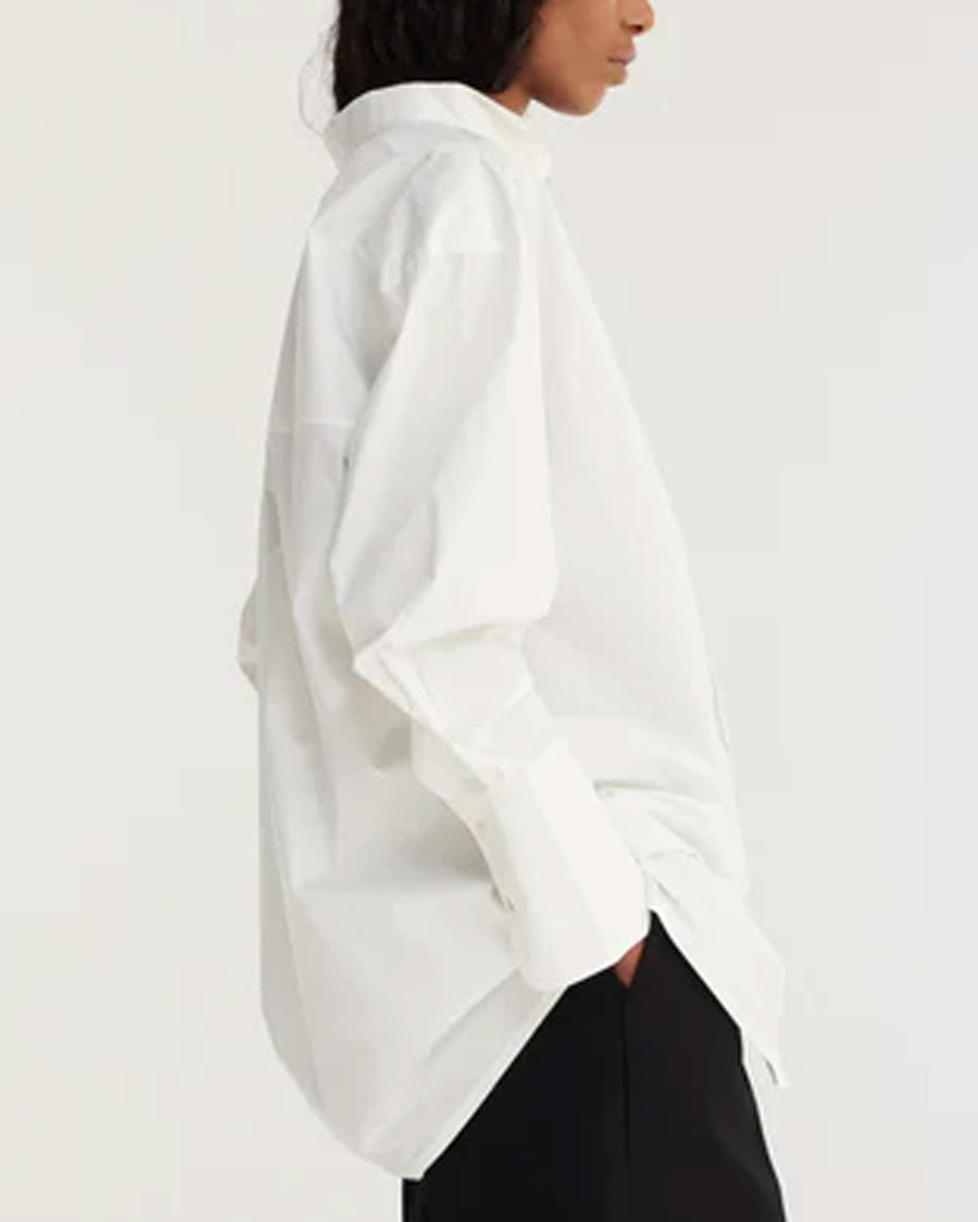 White Poplin Tuxedo Shirt