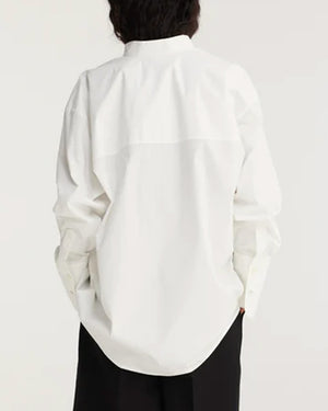 White Poplin Tuxedo Shirt