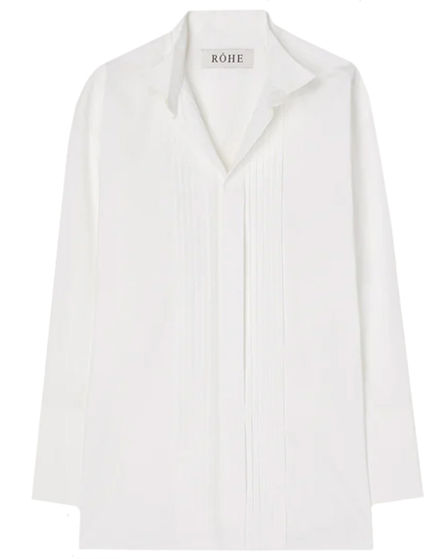 White Poplin Tuxedo Shirt