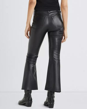 Black Vegan Leather Casey Cropped Flare Pant