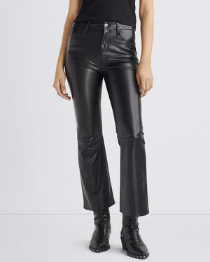 Black Vegan Leather Casey Cropped Flare Pant