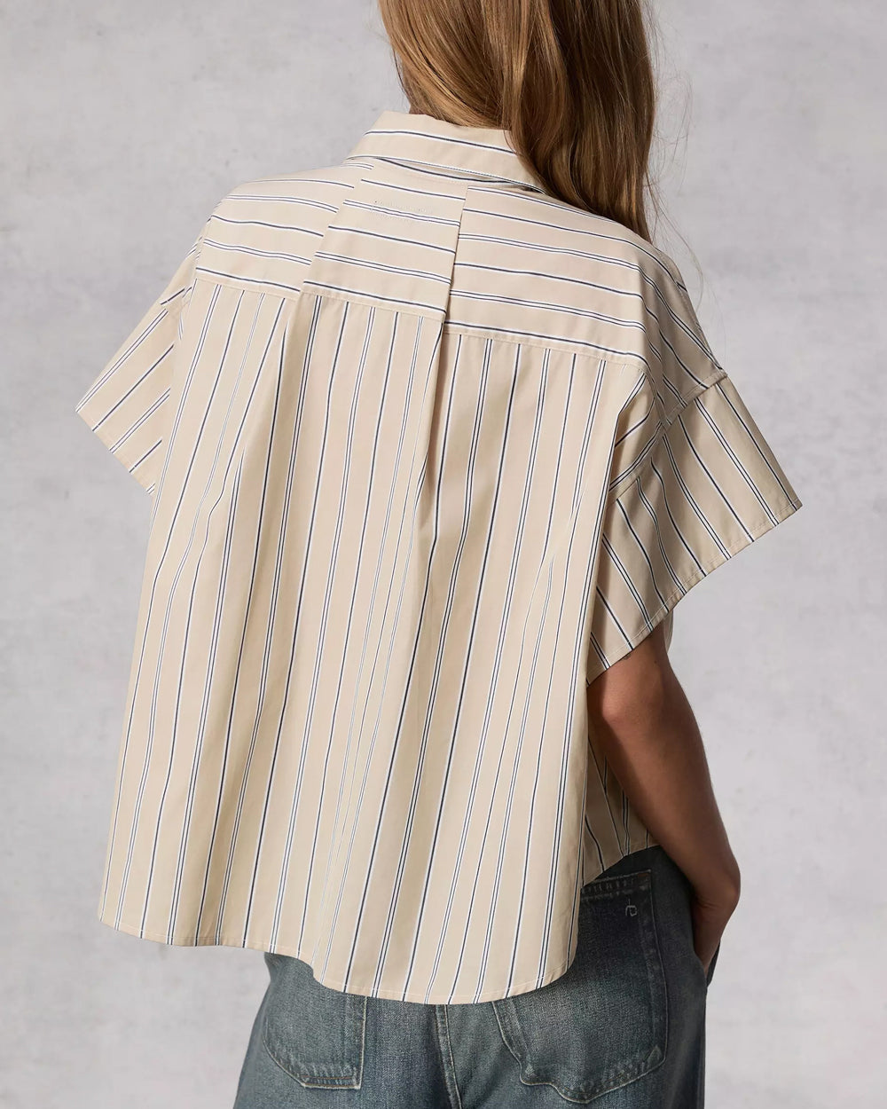 Khaki Stripe Short Sleeve Martha Shirt