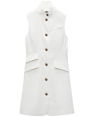 White Linen Slade Vest Dress