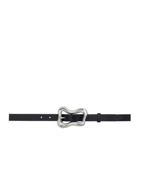 Highline Leather Belt with Asymmetrical Buckle in Black