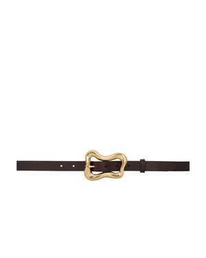 Highline Leather Belt with Asymmetrical Buckle in Dark Espresso