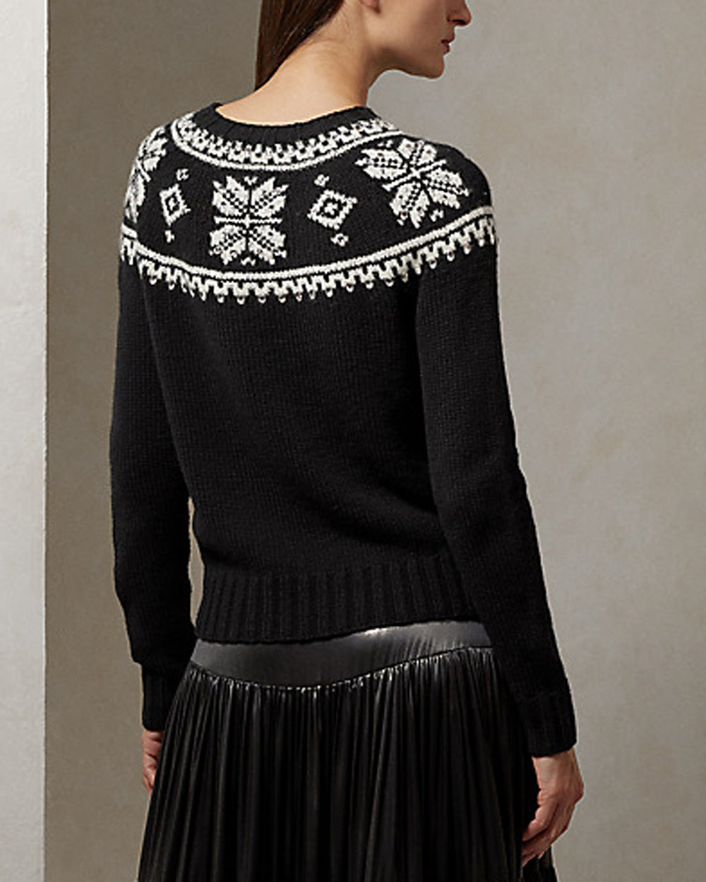 Black And Cream Embellished Crewneck Sweater