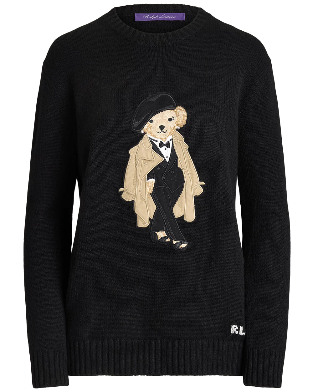 Black Cashmere Trench Polo Bear Sweater