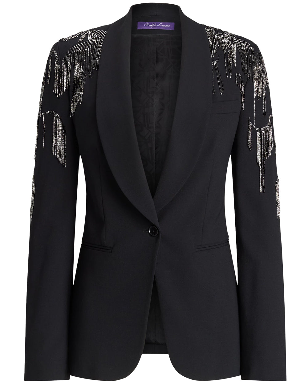 Black Wool Fringe Embellished Tamara Blazer