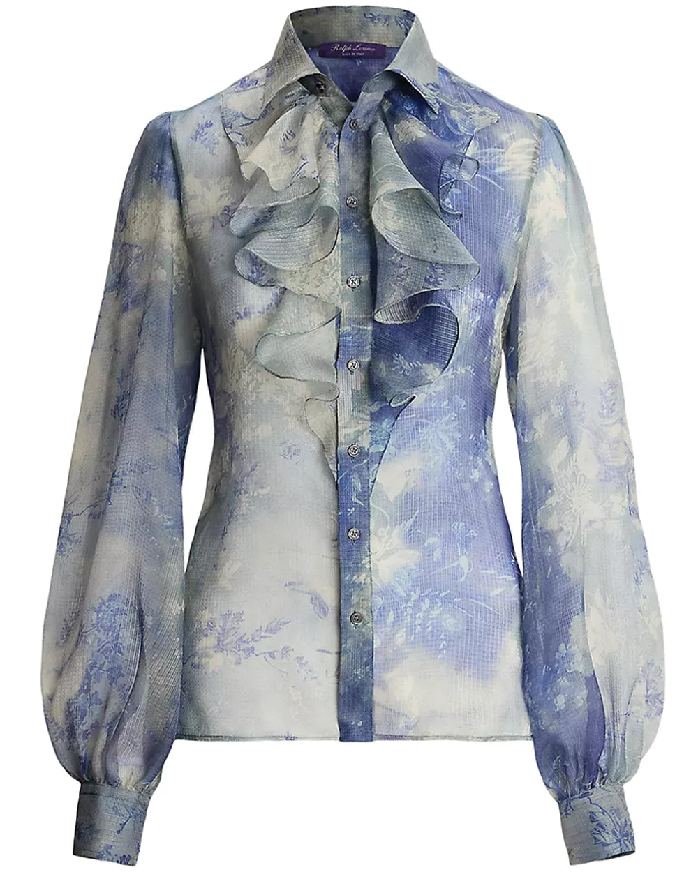 Blue and Pearl Wildflower Button Up Shirt